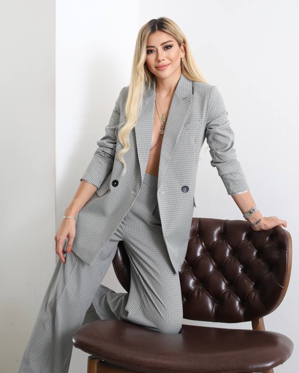 Tailleur a carreaux fashion femme