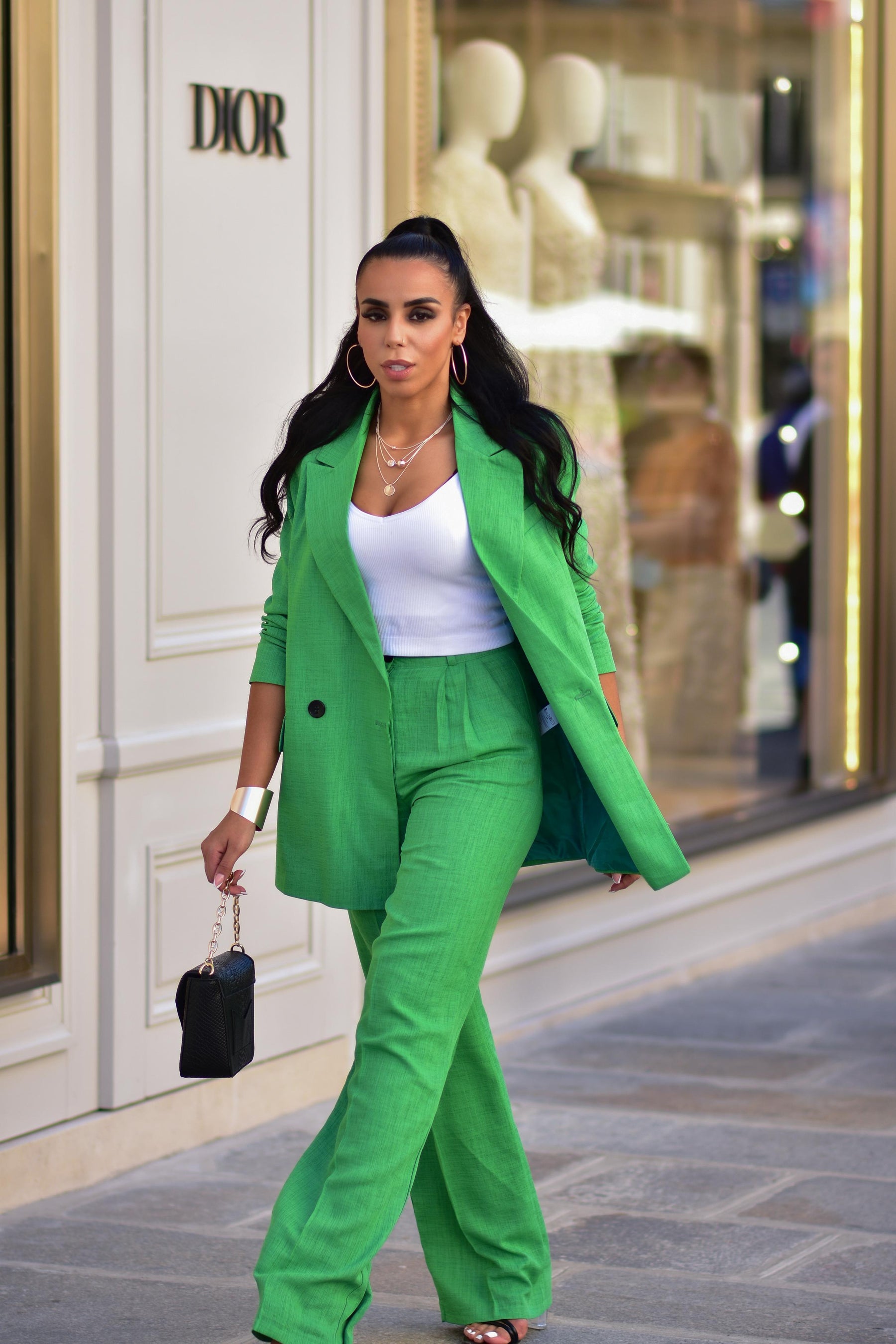 Anise green linen suit